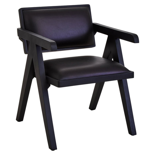 Buffalo Black Leather Chair With Wood Frame - Canwell Interiors Limited - Xshowhome