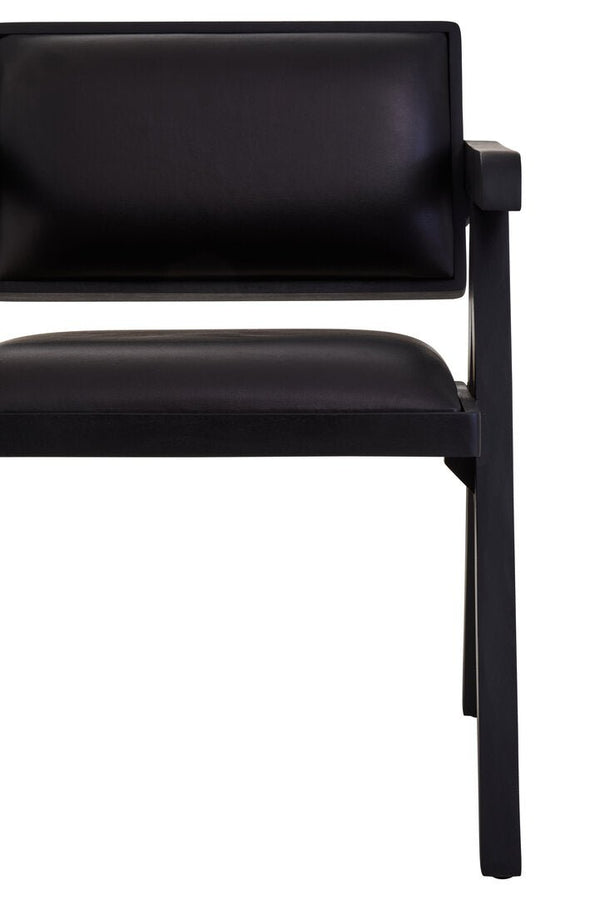Buffalo Black Leather Chair With Wood Frame - Canwell Interiors Limited - Xshowhome