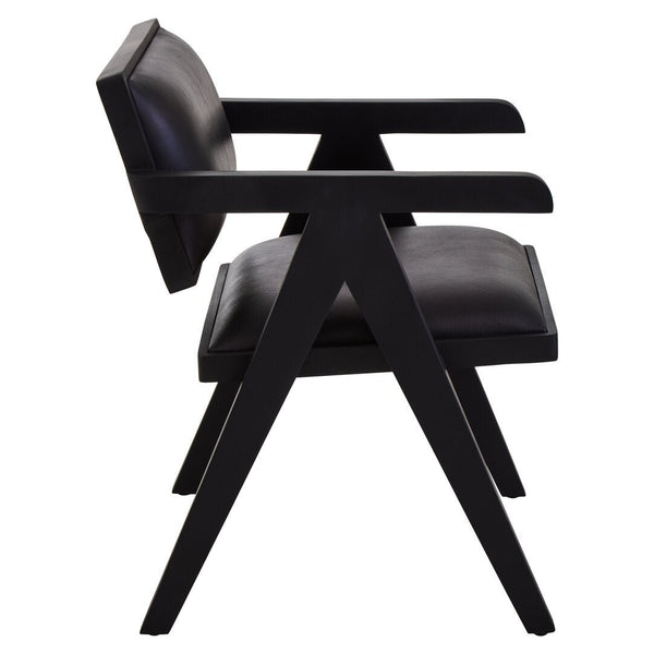 Buffalo Black Leather Chair With Wood Frame - Canwell Interiors Limited - Xshowhome