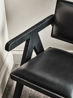 Buffalo Black Leather Chair With Wood Frame - Canwell Interiors Limited - Xshowhome