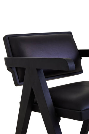 Buffalo Black Leather Chair With Wood Frame - Canwell Interiors Limited - Xshowhome