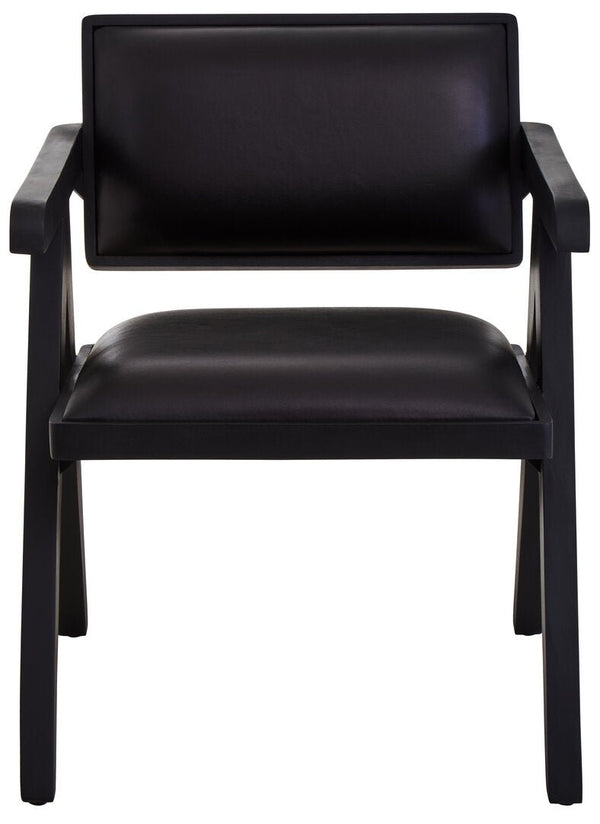 Buffalo Black Leather Chair With Wood Frame - Canwell Interiors Limited - Xshowhome