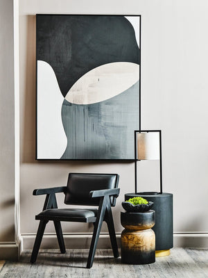 Buffalo Black Leather Chair With Wood Frame - Canwell Interiors Limited - Xshowhome