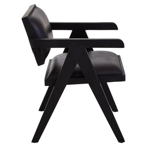 Buffalo Black Leather Chair With Wood Frame - XShowhome Limited - Xshowhome