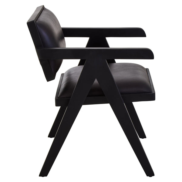 Buffalo Black Leather Chair With Wood Frame - XShowhome Limited - Xshowhome