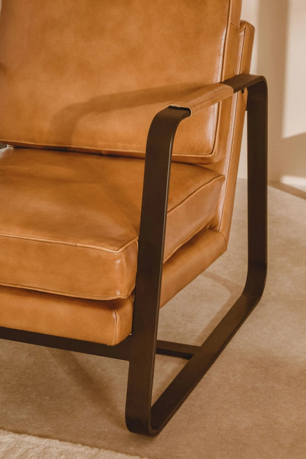 Buffalo Brown Leather Armchair With Black Iron Frame - XShowhome Limited - Xshowhome