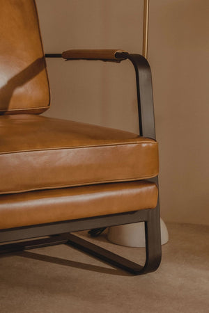 Buffalo Brown Leather Armchair With Black Iron Frame - XShowhome Limited - Xshowhome