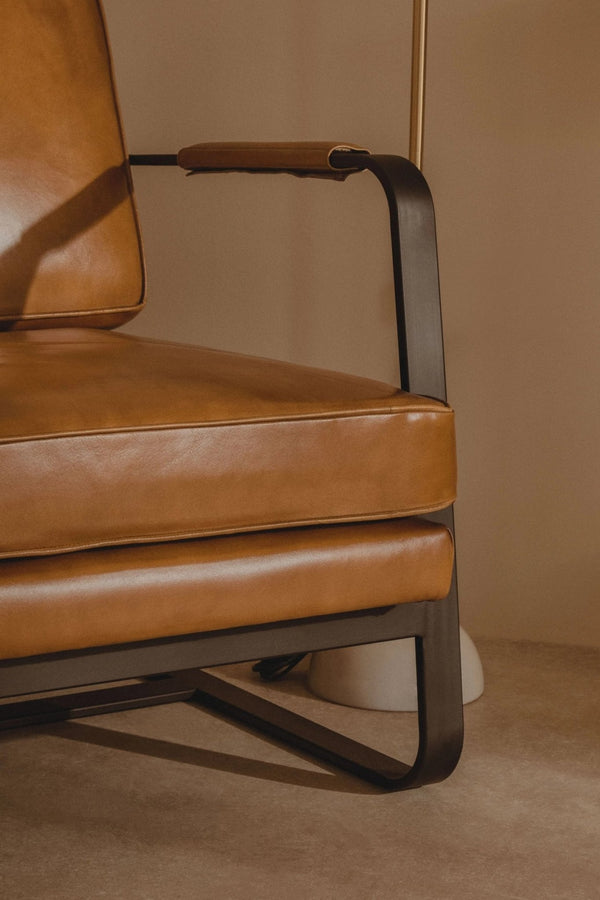 Buffalo Brown Leather Armchair With Black Iron Frame - XShowhome Limited - Xshowhome