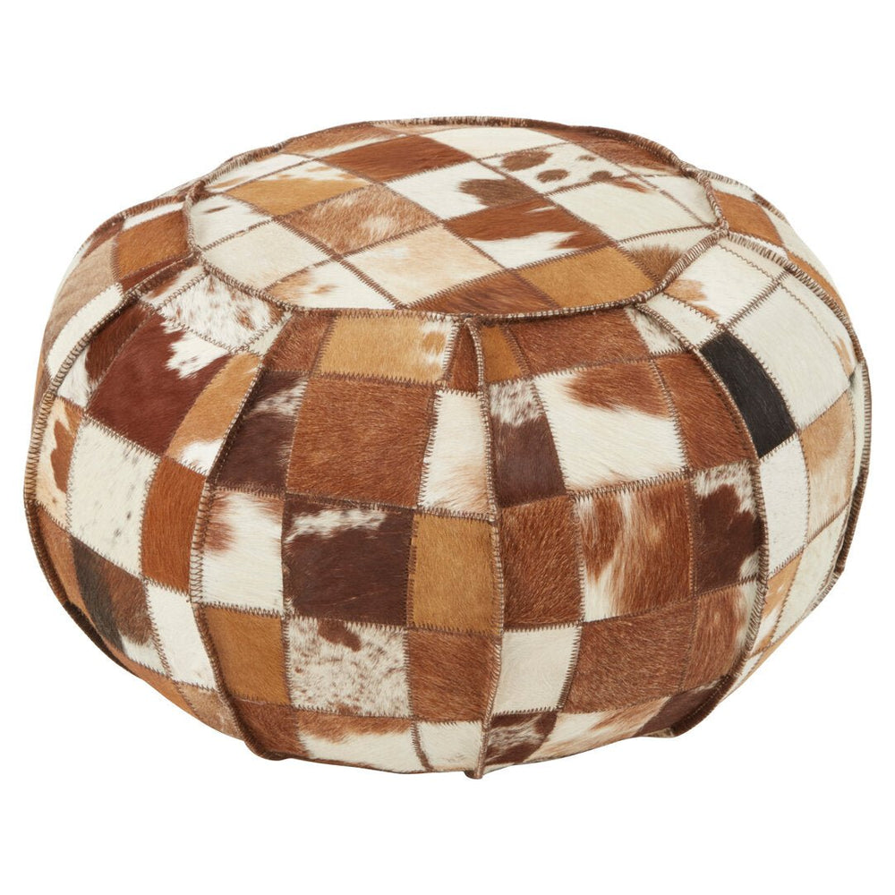 Buffalo Leather Patchwork Pouffe - Canwell Interiors Limited - Xshowhome