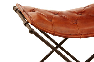 Buffalo Tan Leather And Iron Folding Stool - XShowhome Limited - Xshowhome
