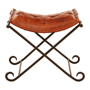 Buffalo Tan Leather And Iron Folding Stool - XShowhome Limited - Xshowhome