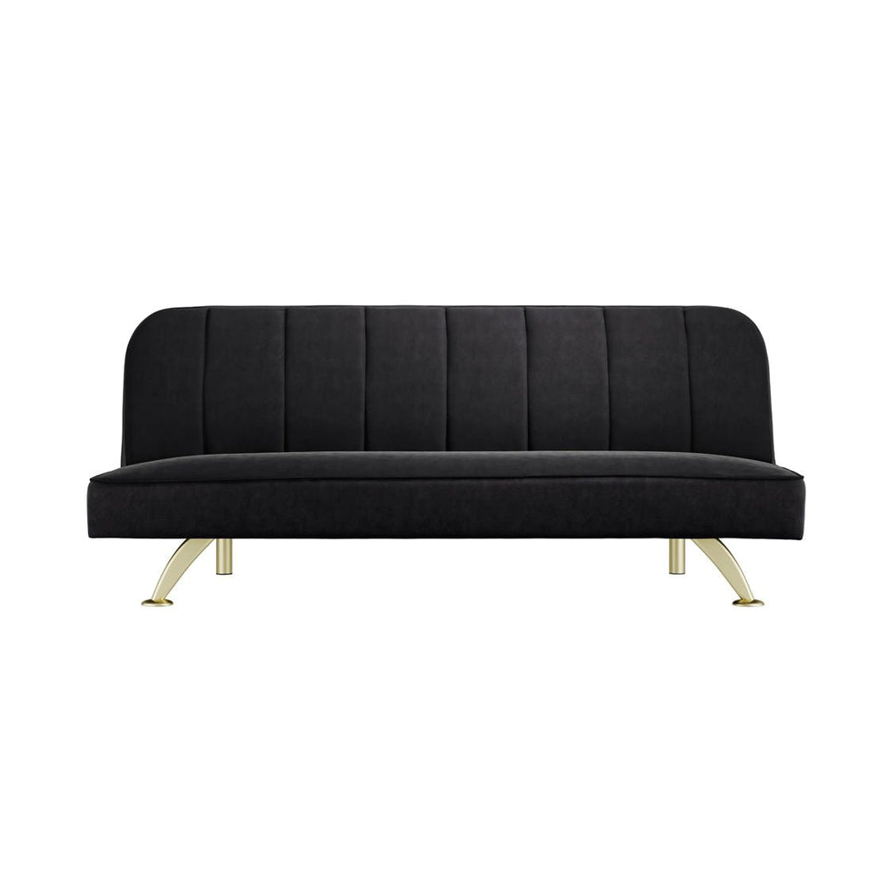 Burlington Sofa Bed Black Velvet & Brushed Gold - Canwell Interiors Limited - Canwell