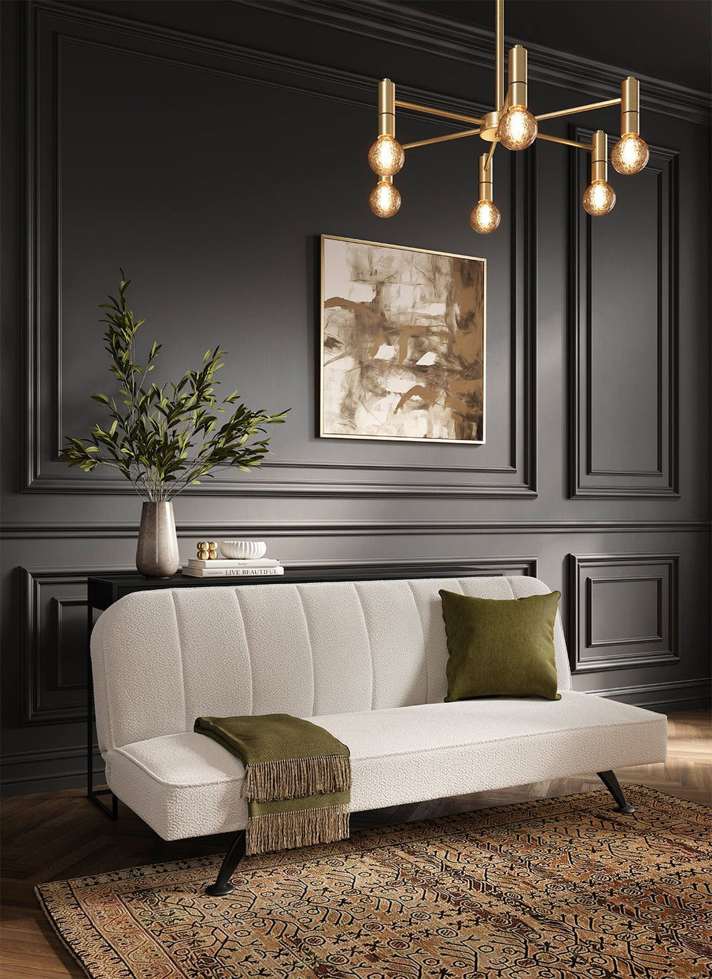 Burlington Sofa Bed Ivory Boucle & Matte Black - Canwell Interiors Limited - Canwell