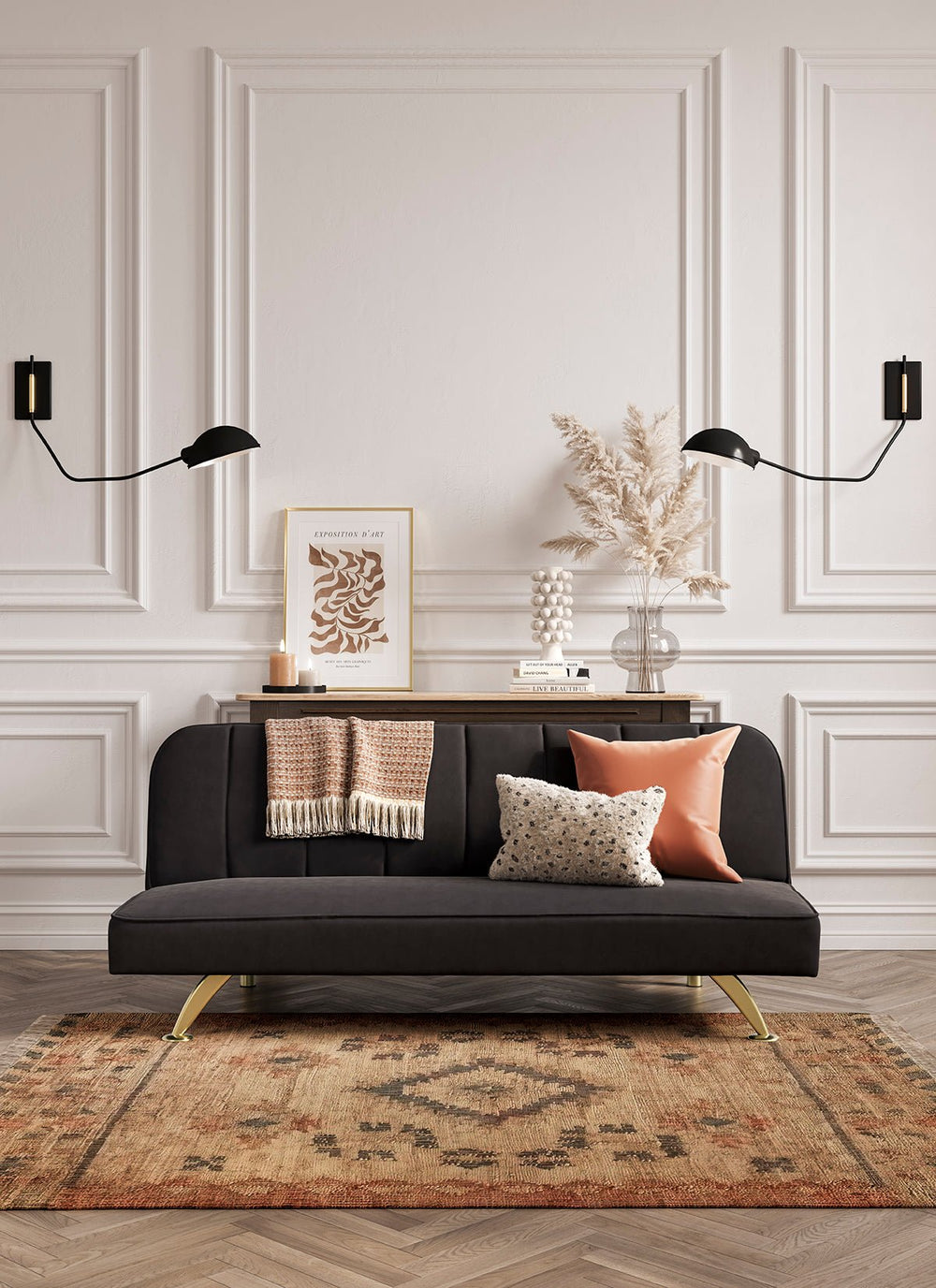 Burlington Sofa Bed Ivory Boucle & Matte Black - Canwell Interiors Limited - Canwell