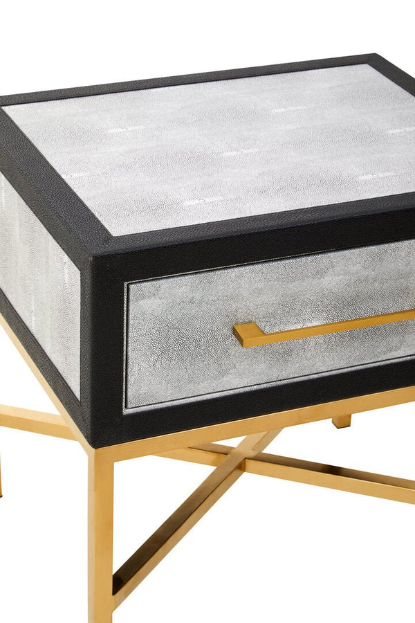 Cadiz 1 Drawer Shagreen Side Table - Canwell Interiors Limited - Xshowhome