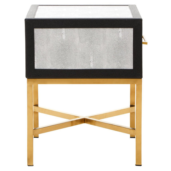 Cadiz 1 Drawer Shagreen Side Table - Canwell Interiors Limited - Xshowhome