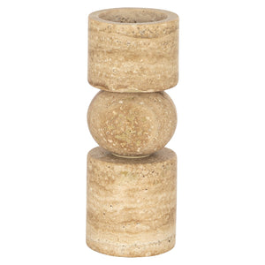 Candle holder Alaina - Travertine, W{"value":8.0,"unit":"CENTIMETERS"} H{"value":20.0,"unit":"CENTIMETERS"} D{"value":8.0,"unit":"CENTIMETERS"} - Canwell Interiors Limited - Richmond
