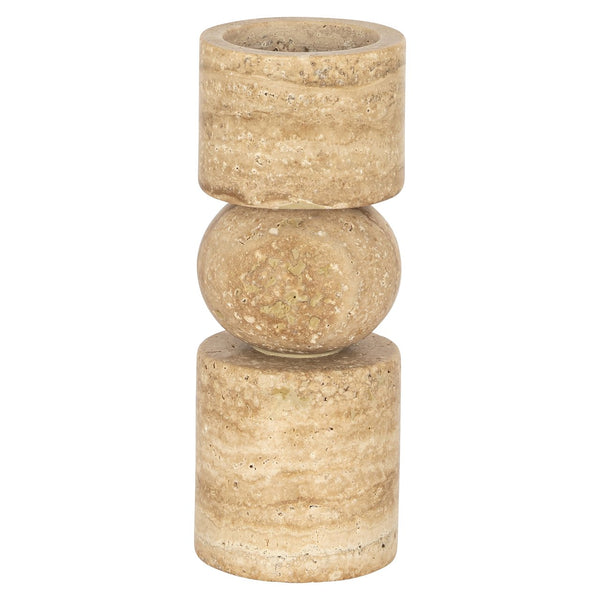 Candle holder Alaina - Travertine, W{"value":8.0,"unit":"CENTIMETERS"} H{"value":20.0,"unit":"CENTIMETERS"} D{"value":8.0,"unit":"CENTIMETERS"} - Canwell Interiors Limited - Richmond