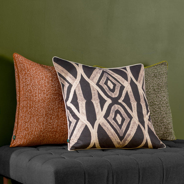 Cape Ikat 50x50 Feather Filled Cushion Black - Canwell Interiors Limited - Riva