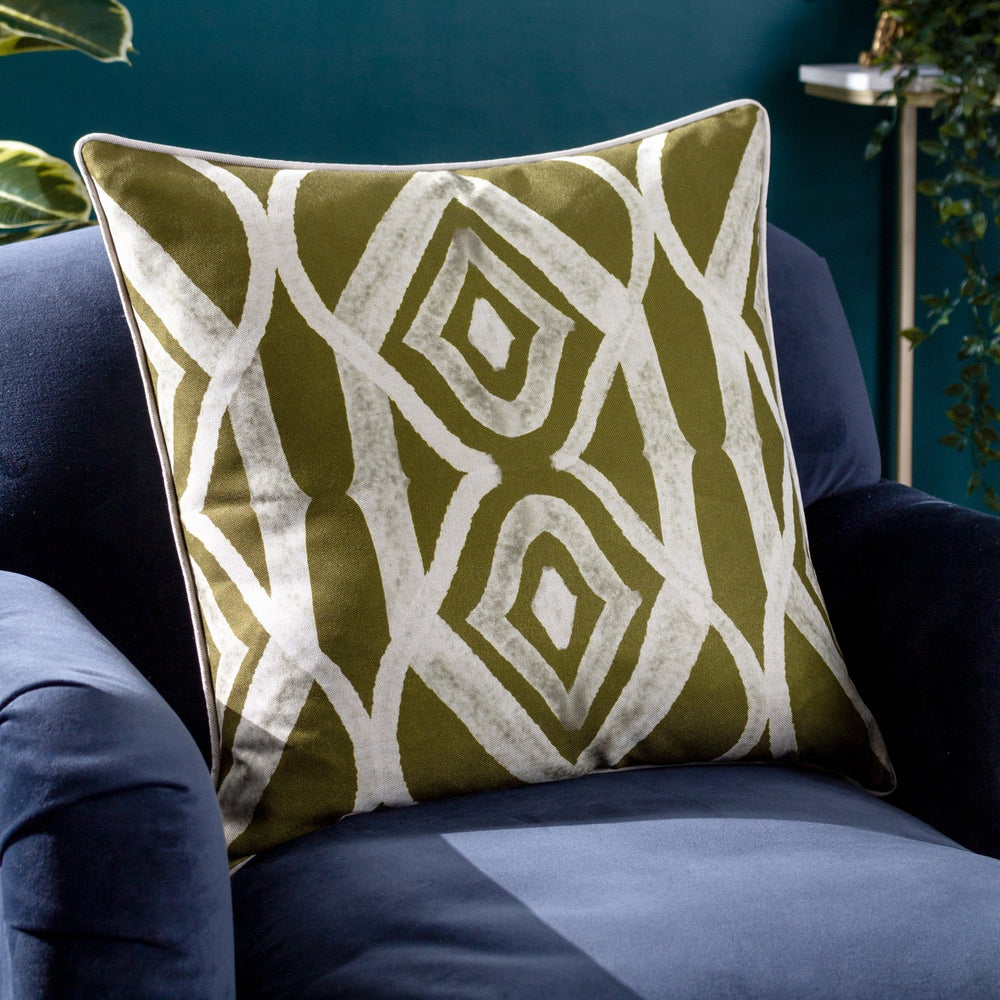 Cape Ikat 50x50 Feather Filled Cushion Moss - Canwell Interiors Limited - Riva