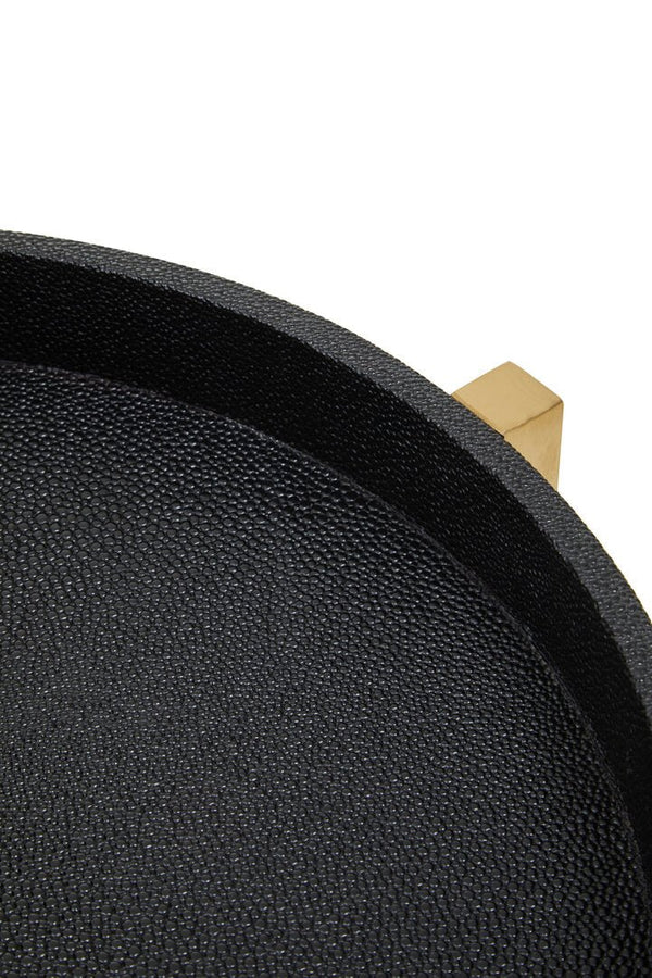 Cardoba Set Of Two Black Faux Shagreen Tray Tables - Canwell Interiors Limited - Xshowhome