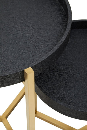Cardoba Set Of Two Black Faux Shagreen Tray Tables - XShowhome Limited - Xshowhome