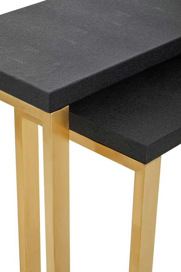 Cardoba Set Of Two Black Shagreen Effect Console Tables - Canwell Interiors Limited - Xshowhome