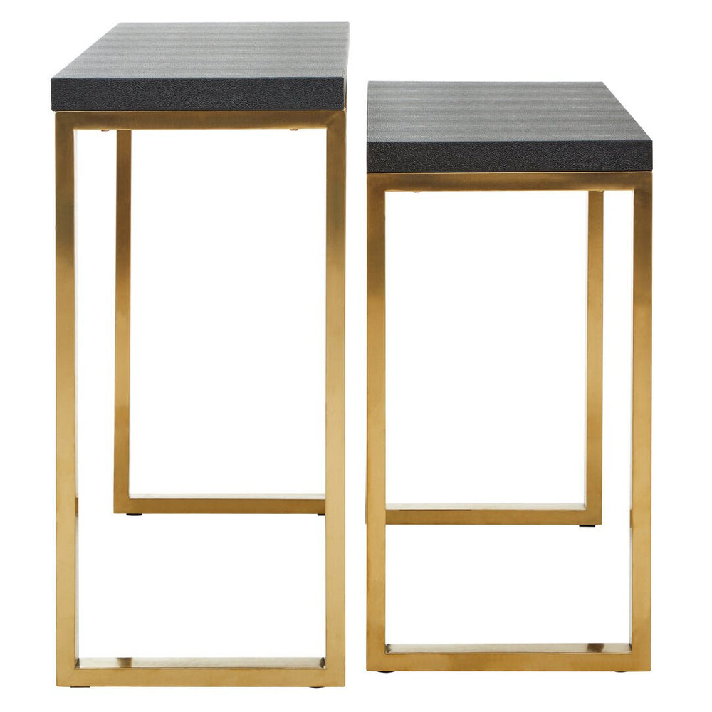 Cardoba Set Of Two Black Shagreen Effect Console Tables - Canwell Interiors Limited - Xshowhome
