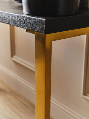 Cardoba Set Of Two Black Shagreen Effect Console Tables - Canwell Interiors Limited - Xshowhome