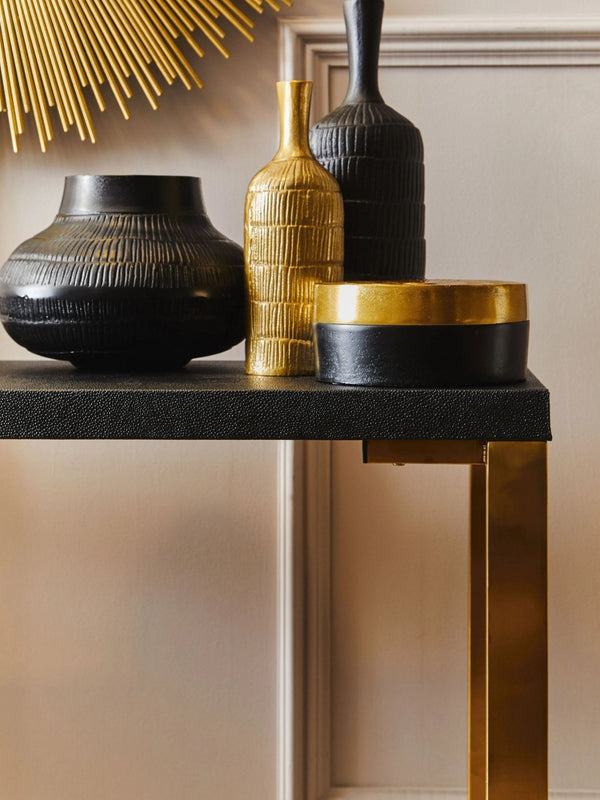Cardoba Set Of Two Black Shagreen Effect Console Tables - XShowhome Limited - Xshowhome
