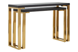 Cardoba Set Of Two Black Shagreen Effect Console Tables - XShowhome Limited - Xshowhome