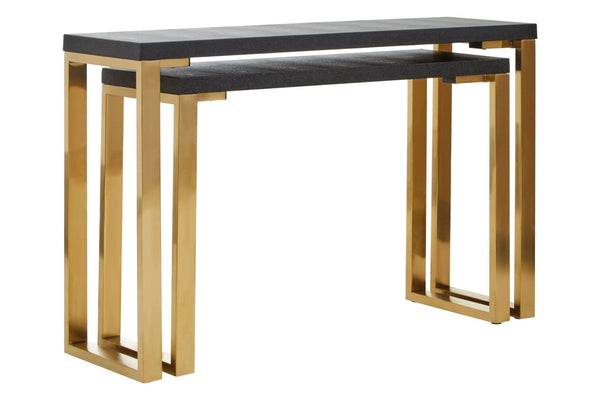 Cardoba Set Of Two Black Shagreen Effect Console Tables - XShowhome Limited - Xshowhome