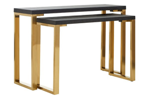 Cardoba Set Of Two Black Shagreen Effect Console Tables - XShowhome Limited - Xshowhome