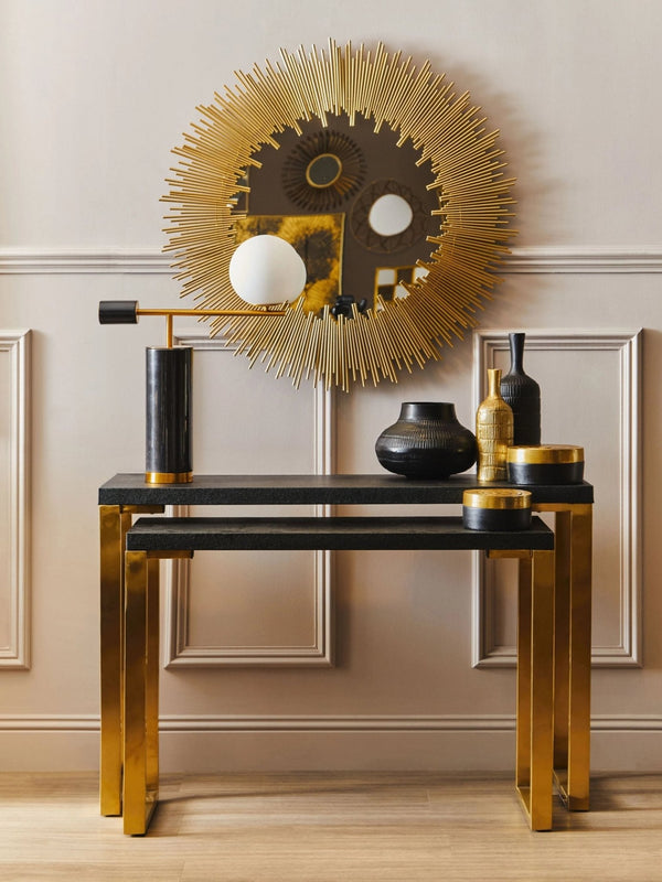 Cardoba Set Of Two Black Shagreen Effect Console Tables - XShowhome Limited - Xshowhome