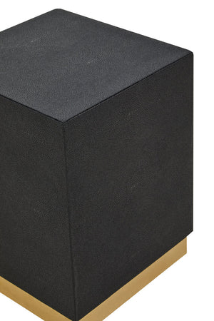 Cardoba Square Black Shagreen Effect Side Table and Stool - Canwell Interiors Limited - Xshowhome