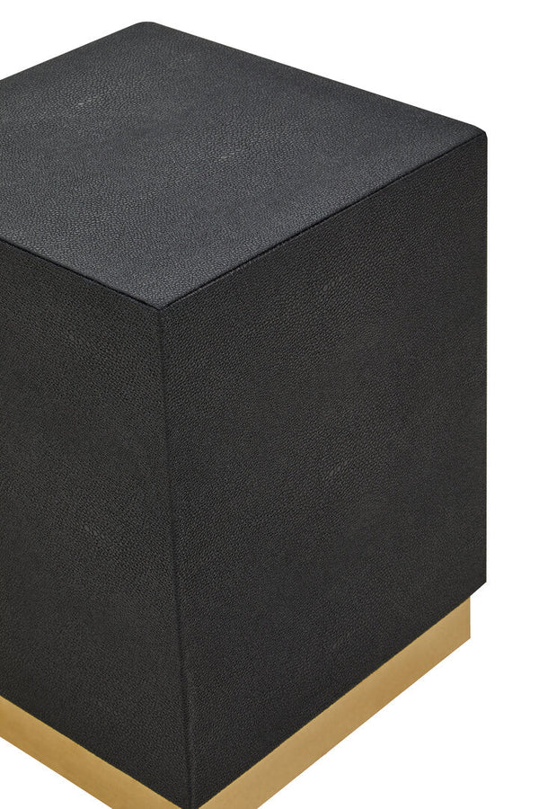 Cardoba Square Black Shagreen Effect Side Table and Stool - Canwell Interiors Limited - Xshowhome