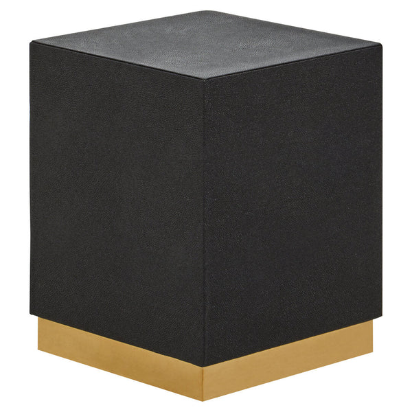 Cardoba Square Black Shagreen Effect Side Table and Stool - Canwell Interiors Limited - Xshowhome