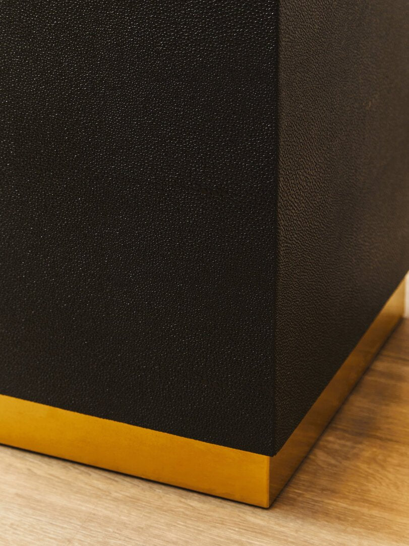 Cardoba Square Black Shagreen Effect Side Table and Stool - Canwell Interiors Limited - Xshowhome