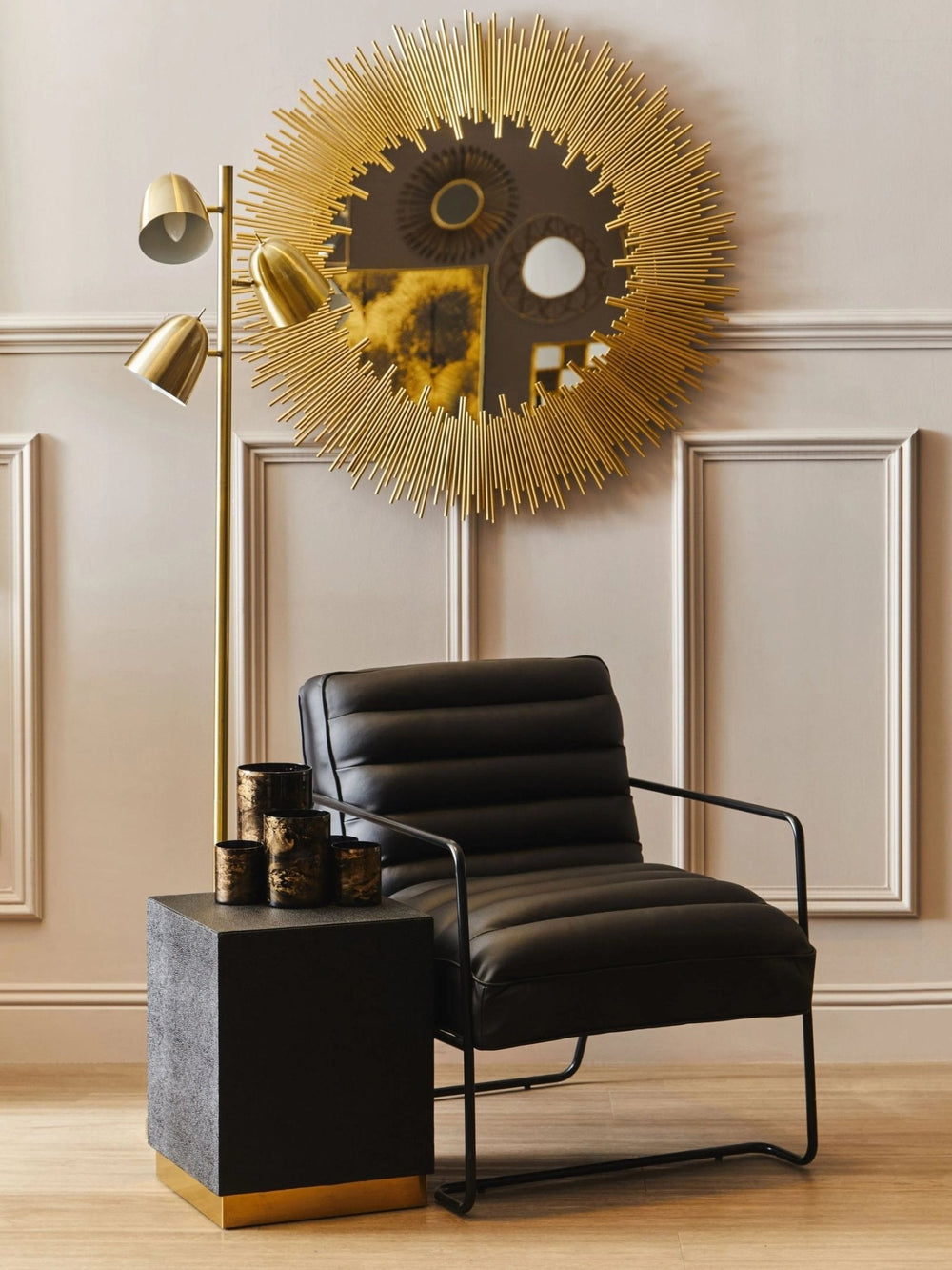 Cardoba Square Black Shagreen Effect Side Table and Stool - XShowhome Limited - Xshowhome