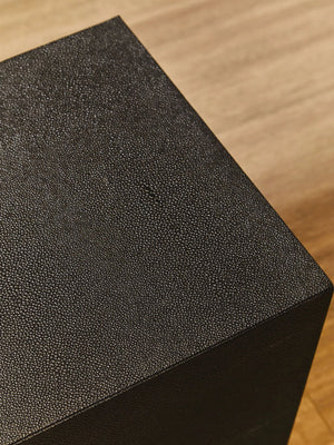 Cardoba Square Black Shagreen Effect Side Table and Stool - XShowhome Limited - Xshowhome
