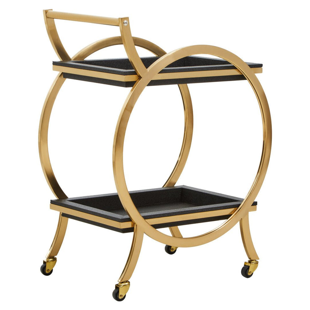 Cardoba Two Tier Black Faux Shagreen Serving Trolley - Canwell Interiors Limited - Xshowhome