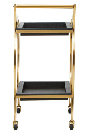 Cardoba Two Tier Black Faux Shagreen Serving Trolley - Canwell Interiors Limited - Xshowhome