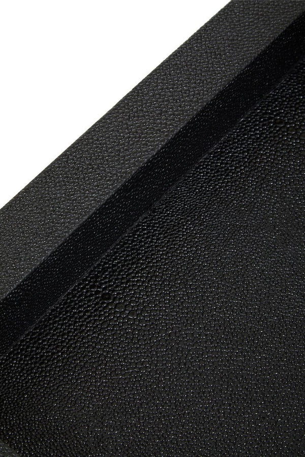 Cardoba Two Tier Black Faux Shagreen Serving Trolley - Canwell Interiors Limited - Xshowhome