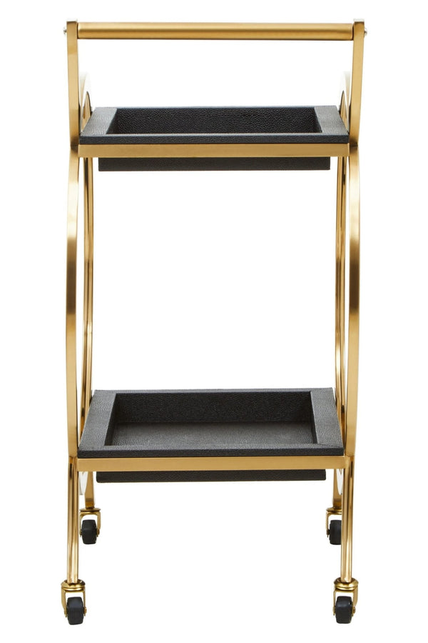 Cardoba Two Tier Black Faux Shagreen Serving Trolley - XShowhome Limited - Xshowhome
