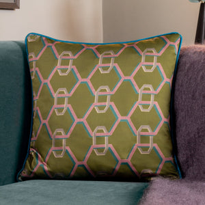 Carnaby Chain 45x45 Feather Filled Cushion Olive - Canwell Interiors Limited - Riva