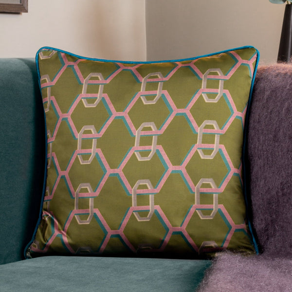 Carnaby Chain 45x45 Feather Filled Cushion Olive - Canwell Interiors Limited - Riva