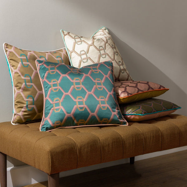 Carnaby Chain 45x45 Feather Filled Cushion Olive - Canwell Interiors Limited - Riva