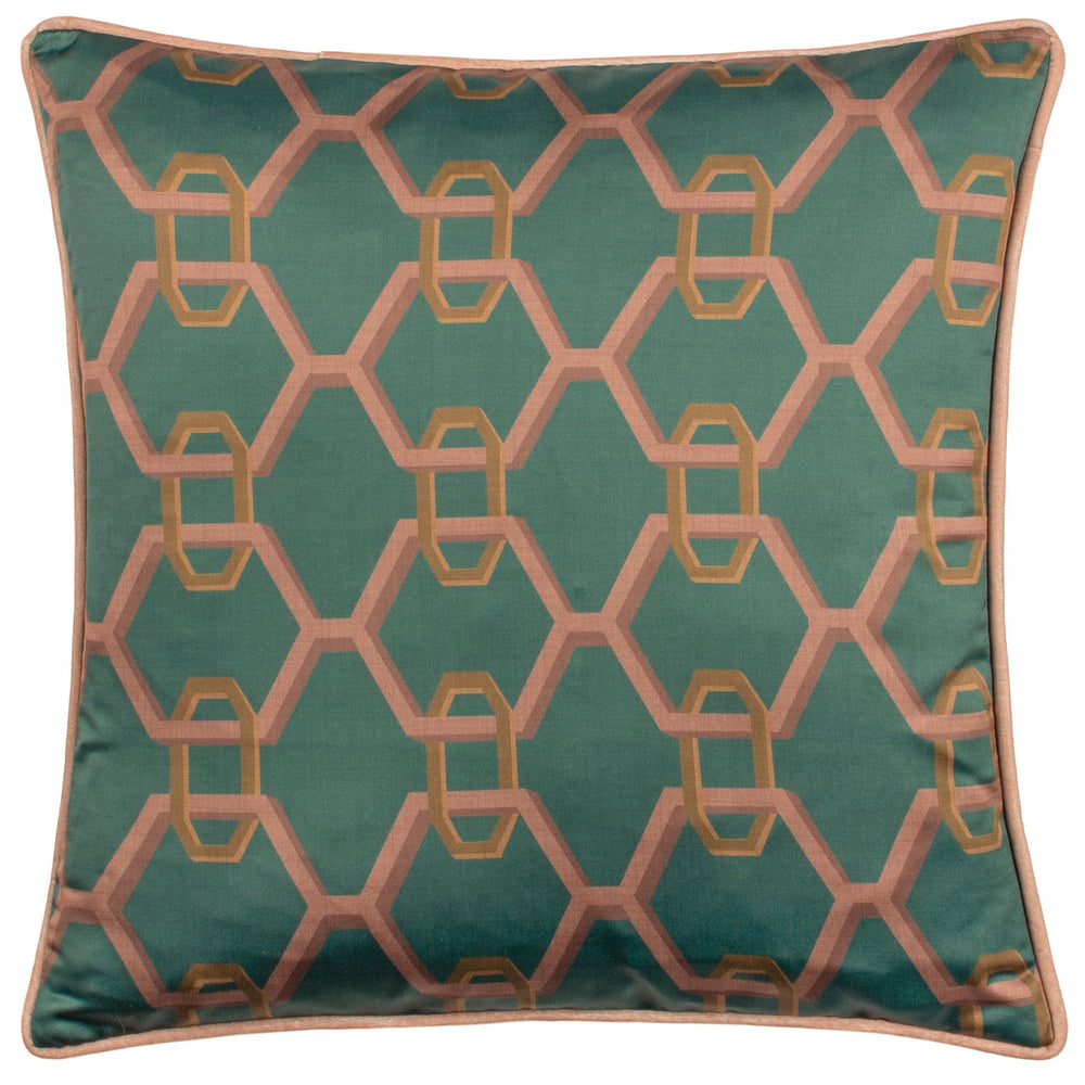 Carnaby Chain 45x45 Feather Filled Cushion Teal - Canwell Interiors Limited - Riva