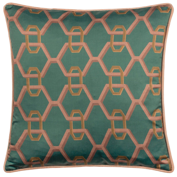 Carnaby Chain 45x45 Feather Filled Cushion Teal - Canwell Interiors Limited - Riva