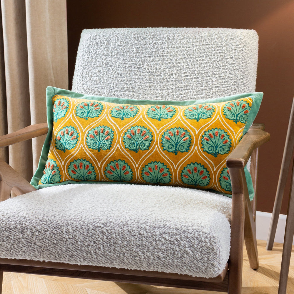 Casa 30x60 Feather Filled Cushion Ochre/marine - Canwell Interiors Limited - Riva